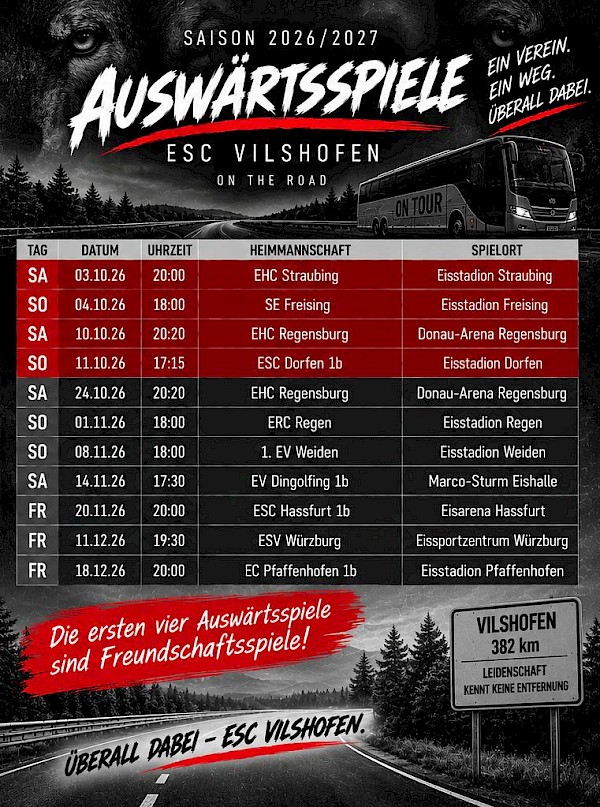 Auswärtsspiele Saison 2026/2027